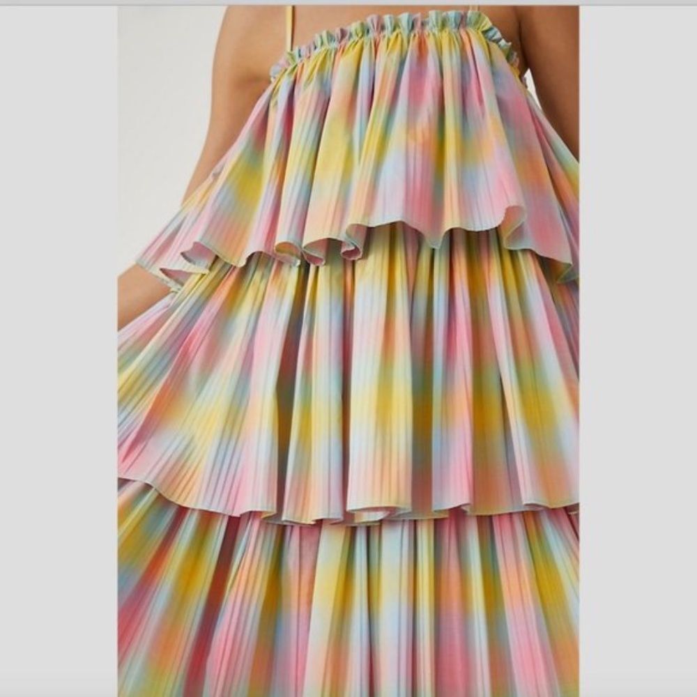 Anthro Beatrice B Tiered Babydoll Dress 6 NWT Pastel Rainbow - Picture 6 of 14